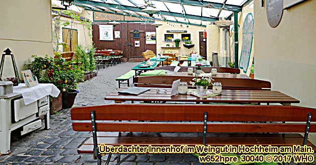 Gefhrte Weinwanderung bei Hochheim am Main mit Rheingau-Weinprobe im Weinberg und in der Gutsschnke im Weingut in der Hochheimer Altstadt-Mitte. Rheingau / Untermain zwischen Mainz und Wiesbaden am Rhein sowie Frankfurt am Main.