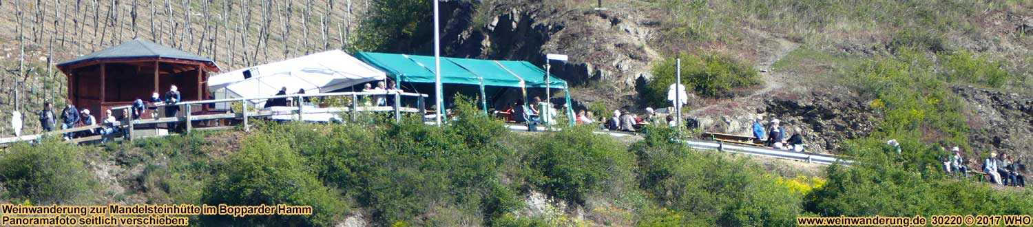 Mandelsteinhtte im Bopparder Hamm mit toller Aussicht auf den Bopparder Hamm, Boppard, Filsen und den Vierseenblick